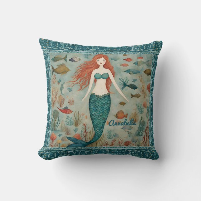 Mermaid Personalised Cushion (Front)