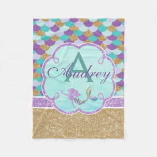 Mermaid Personalised Monogram Throw Blanket