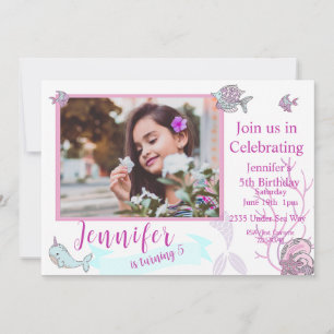 Mermaid Photo, Birthday Invitation