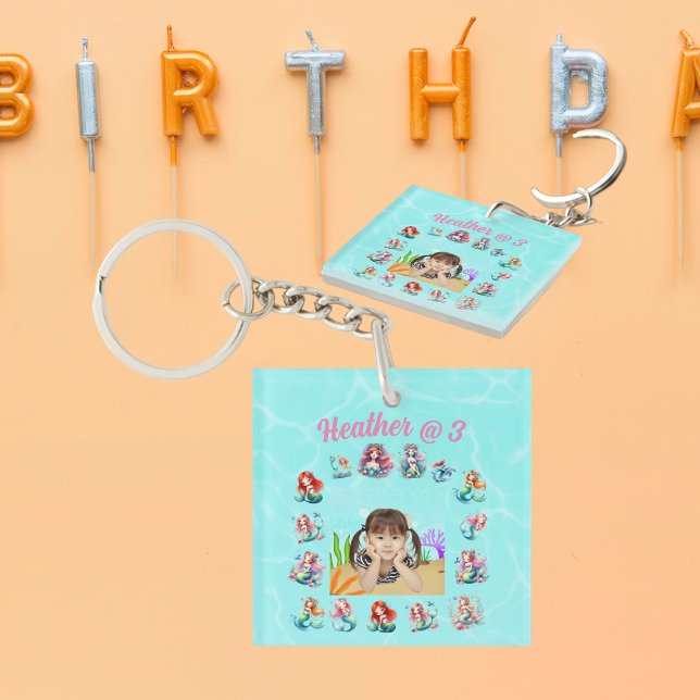 Mermaid Photo Personalised Keychain Birthday Favou (Creator Uploaded)