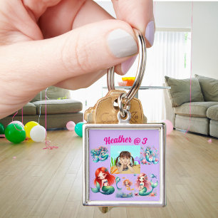 Mermaid Photo Personalised Keychain Birthday Favou