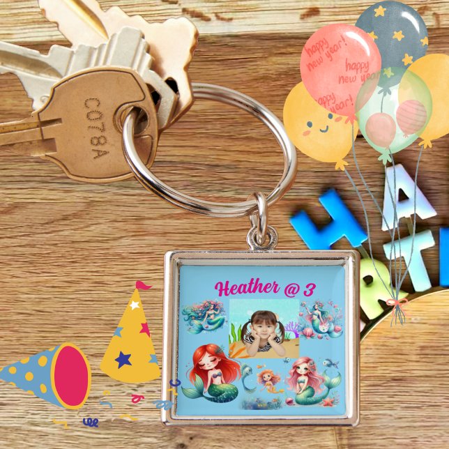 Mermaid Photo Personalised Keychain Birthday Favou (Creator Uploaded)