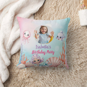 Mermaid Photo under the sea birthday Cushion