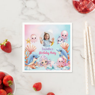 Mermaid Photo under the sea birthday Napkin