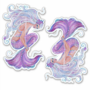 Mermaid pink and purple art by Renee Lavoie