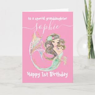 Mermaid Pink Birthday Under The Sea  Card