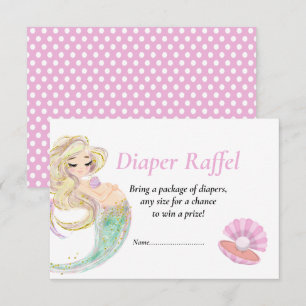 Mermaid Pink Diape Raffel for Baby Shower poka dot Invitation