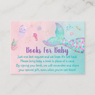 Mermaid Pink Gold Under The Sea Baby Book Request Enclosure Card