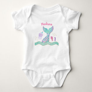 Mermaid Pink Gold Under The Sea Birthday Baby Body Bodysuit