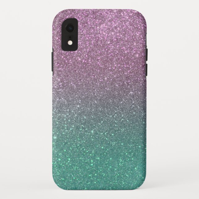 Mermaid Pink Green Sparkly Glitter Ombre Case-Mate iPhone Case (Back)