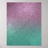 Mermaid Pink Green Sparkly Glitter Ombre