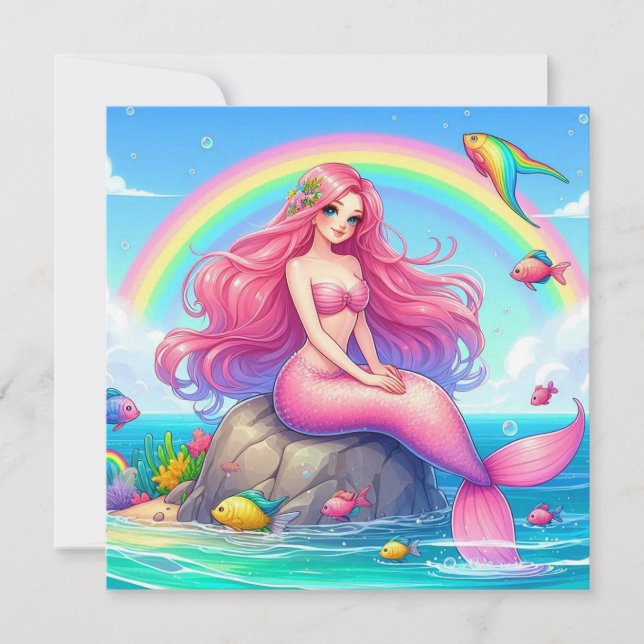Mermaid Pink Invitation (Front)