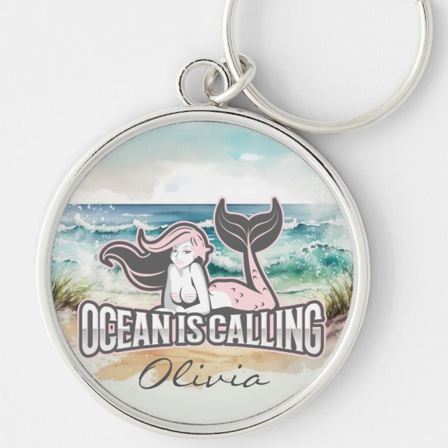 Mermaid Pink Key Ring (Front)
