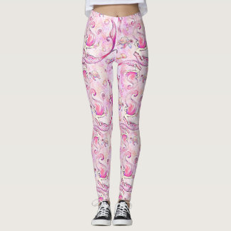 Mermaid pink lavender sea turtle ocean leggings