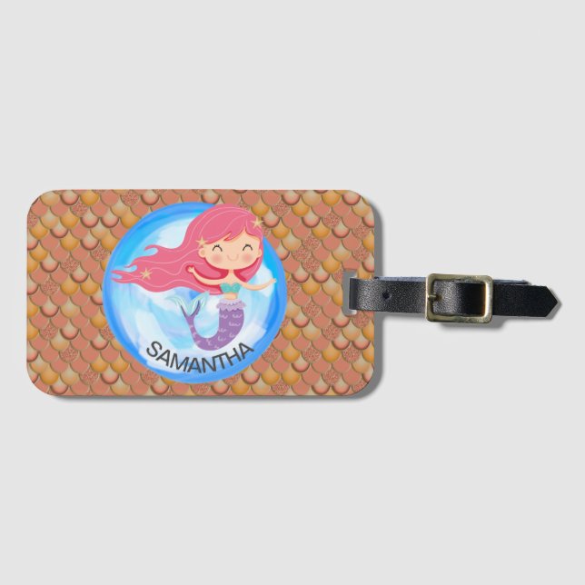 Mermaid Pink  Luggage Tag (Front Horizontal)