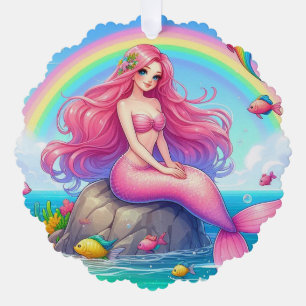 Mermaid pink tree decoration card