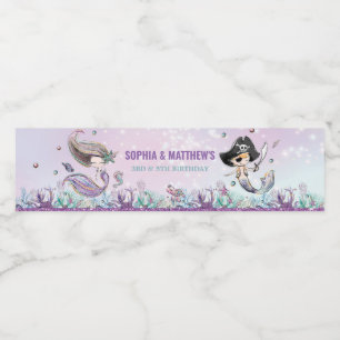 Mermaid & Pirate Birthday Party Under the Sea  Water Bottle Label