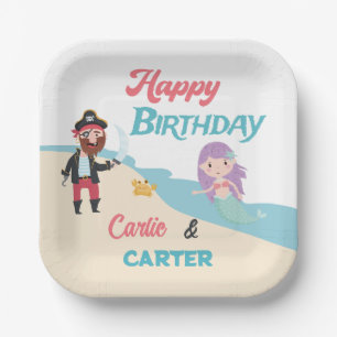 Mermaid & Pirate Joint Birthday Party Any Age Paper Plate