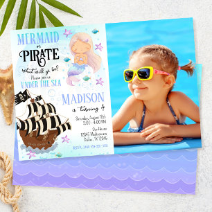 Mermaid & Pirate Party Under the Sea Birthday  Invitation