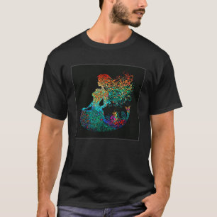 Mermaid Pointillism Painting Colourful Women Kids T-Shirt