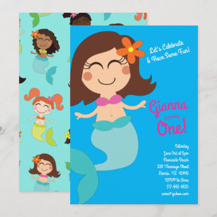 Mermaid Pool Birthday Party Kids Invitation