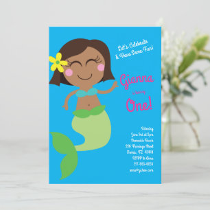 Mermaid Pool Birthday Party Kids Invitation