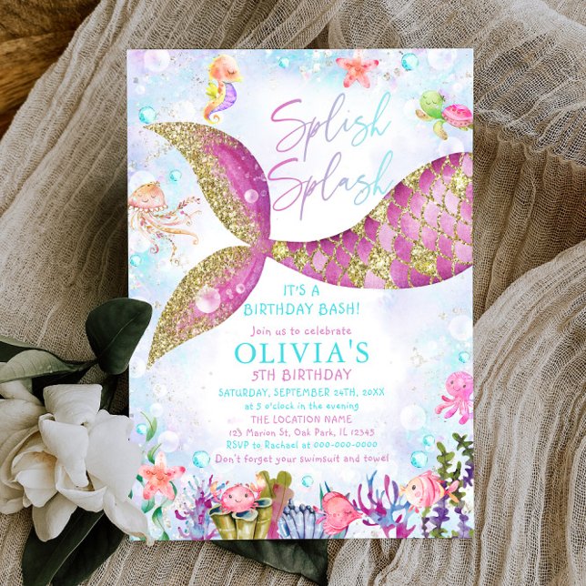 Mermaid Pool Party Birthday Invitation (Creator Uploaded)