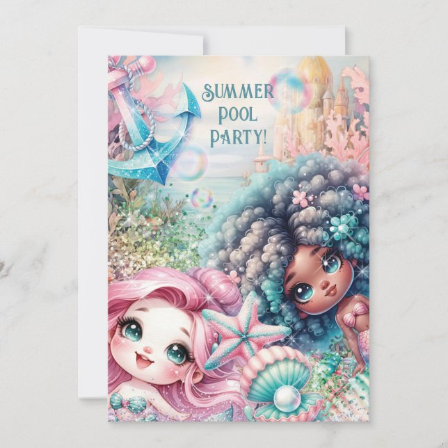 Mermaid Pool Party Invitation (Front)