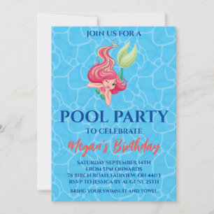 mermaid pool party invitations