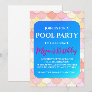 mermaid pool party invitations