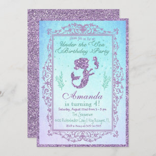 Mermaid Pool Party Under the Sea Birthday Card