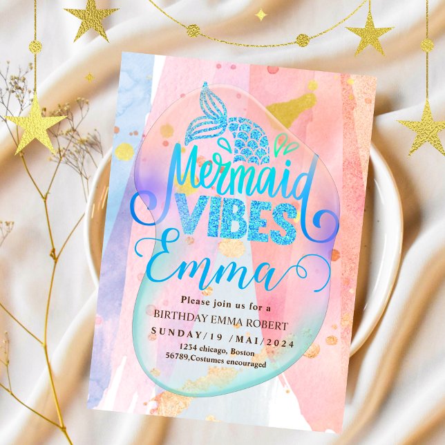 Mermaid Pool sea Party Pink Mermaid birthday Invitation (Creator Uploaded)