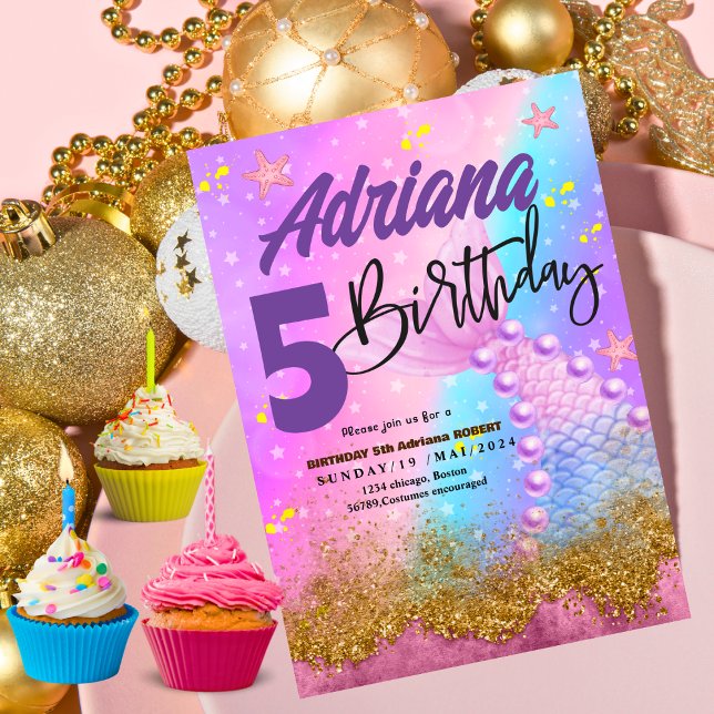 Mermaid Pool sea Party purple birthday Bright  Invitation (Creator Uploaded)