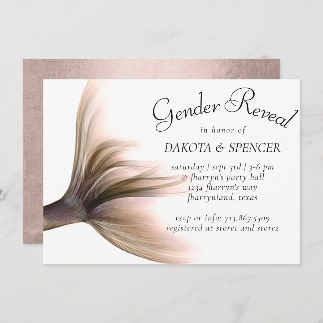 Mermaid Posh | Dusty Terracotta Gender Reveal Invitation (Front/Back)