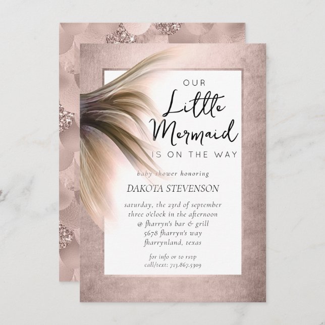 Mermaid Posh | Dusty Terracotta Little Baby Shower Invitation (Front/Back)