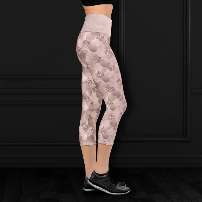 Mermaid Posh Scale | Dusty Terracotta Peach Sheen Capri Leggings (Creator Uploaded)