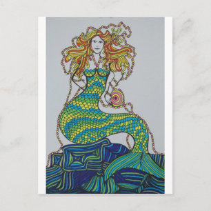 mermaid postcard