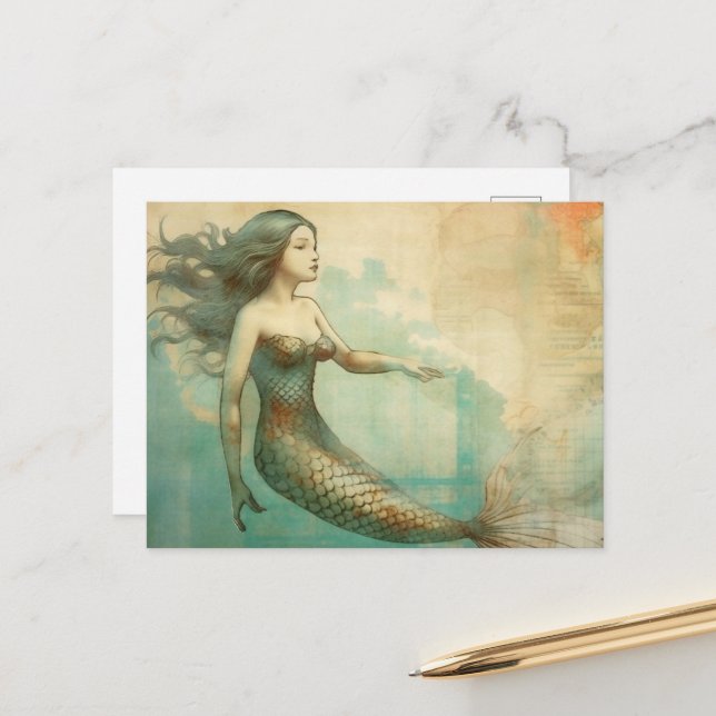 Mermaid Postcard (Front/Back In Situ)