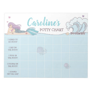 Mermaid Potty Chart Personalised Name & Tasks Notepad