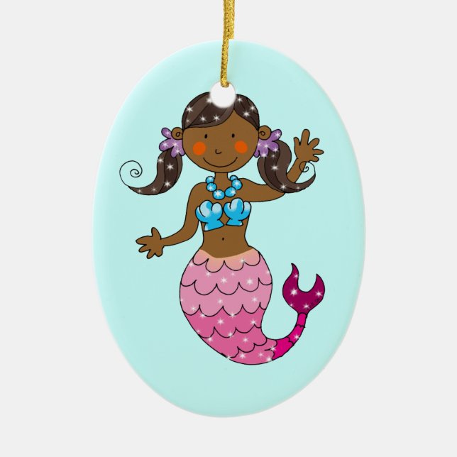 mermaid princess ceramic tree decoration (Front)