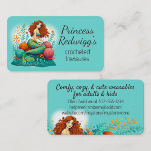 Mermaid princess crochet knitting knitter handspun business card