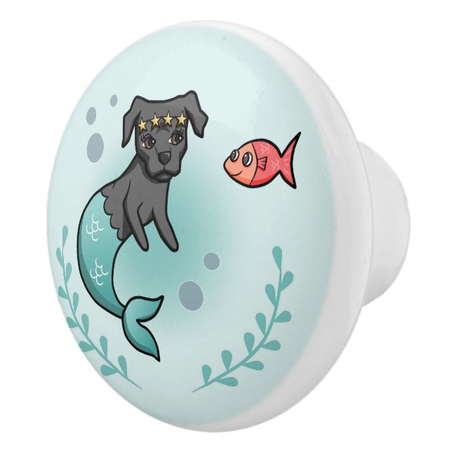 Mermaid Princess Dog with Little Fish Ceramic Knob (Right)