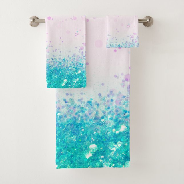 Mermaid Princess Glitter #2 (Faux Glitter) #art Bath Towel Set (Insitu)