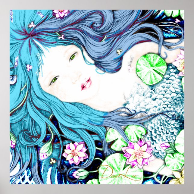 Mermaid Princess in Blue Hues Poster (Front)