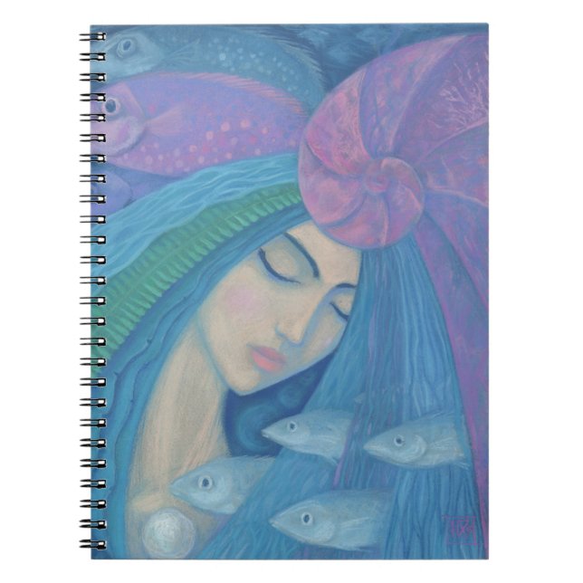 Mermaid Princess, Underwater Fantasy, Pink Blue Notebook (Front)
