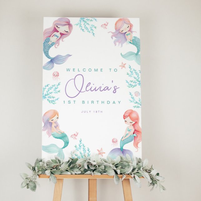 Mermaid Purple and Teal Birthday Poster (Creator Uploaded)