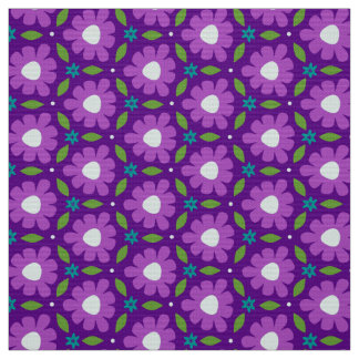 MERMAID - Purple Botanical Flowers on Cute Floral Fabric