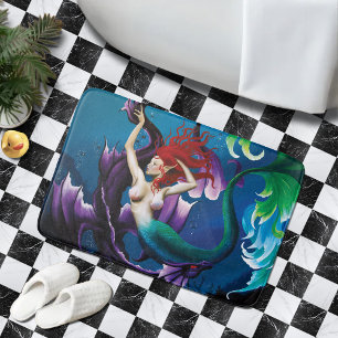 Mermaid Purple Dragon Friendship Fantasy Bath Mat