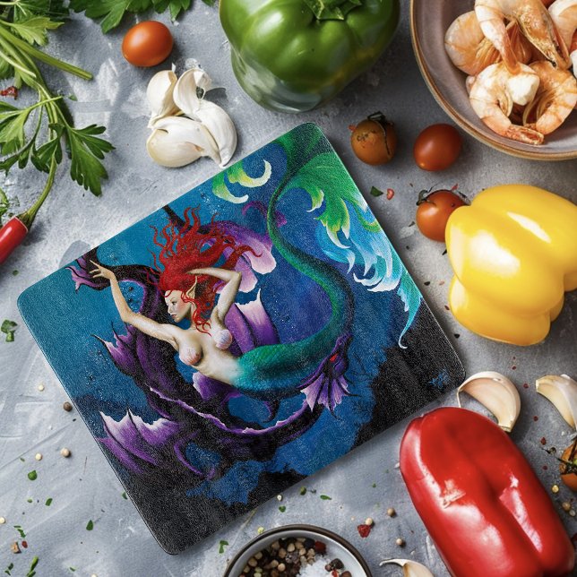 Mermaid Purple Dragon Friendship Fantasy Cutting Board (Creator Uploaded)