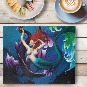 Mermaid Purple Dragon Friendship Fantasy Jigsaw Puzzle